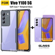 Shockproof Phone Case For Vivo Y100 5G Y03 Y28 Y27S Anti Blue Light Ray Screen Protector Glass Film and Vivo Y27 Y17S Ceramic Matte Tempered Glass