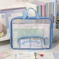 Mesh Double-zipper Book Storage Bag Portable Hanging Organizer For A4 Papers Documents Beg Plastik