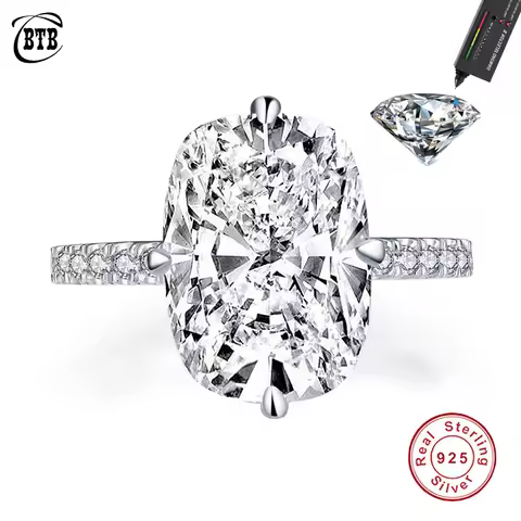 Cbtb Sterling Silver 925 Oval Real Moissanite Rings D Color Vvs1 6ct Women Wedding Luxury Diamond Ri
