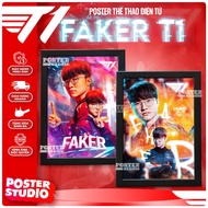FAKER T1 poster photo frame includes 2 sizes for A5 tabletop (18cm x 24cm), A4 wall hanging (24cm x 