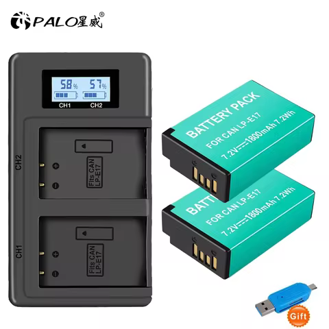 LPE17 LP E17 LP-E17 E17 Battery+LCD USB Charger for Canon EOS RP 200 250D M3 M5 M6 750D 760D T6i T6s