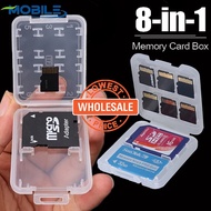 Durable Card Protective Cover / Mini Memory Card Storage Case / Portable Mini Clear Card Box / 8 in 1 Transparent Protector Box / For SD SDHC TF MS Sim Cards Holder Protectors