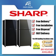 SHARP SJ-PG60P2 600L BLACK/SILVER TOP FREEZER REFRIGERATOR WITH J-TECH INVERTER AND PLASMACLUSTER ION