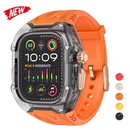 Modification Kit Transparent Protective Case+TPU Strap For iWatch Ultra 9 band for iWatch Series 9 8 7 6 5 4 45mm 44mm 49mm