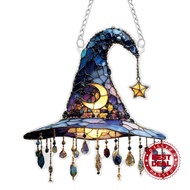 Halloween Window Decoration - 2d Acrylic Witch Hat Hanging Ornament For Door Garden Party F3w7