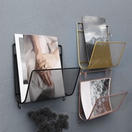 Iron Book Rack Metal Newspapers Rack Wall Mounted Bookshelf Wall Storage Shelves Office Simple Style
