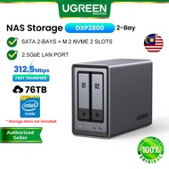 UGREEN NASync DXP2800 76TB NAS Cloud Data File Storage Backup SATA 2-Bay M.2 NVMe SSD Hard Drive 2.5