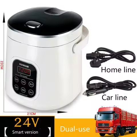 Car and Home Rice Cooker 12v 24V 220V Car Home Dual Use Self-driving Portable Rice Cooker 24v Truck 