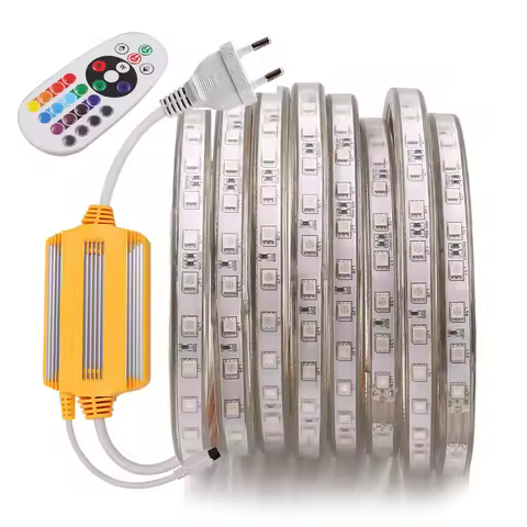 AC 220V RGB LED Strip Light Flexible LED Tape SMD5050 60LEDs/M Waterproof LED Ribbon with 1500W IR R