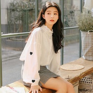 Women blouse putih korean cotton blouse kemeja perempuan long sleeve shirt