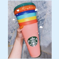 ♡ New style Starbucks Color Changing Cups Changing Color Changing Reusable Cup Tumbler Reusable Plastic Tumbler with Lid and Straw Cup  ☾MOON