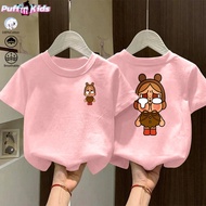 Puffin Kids  Cotton CryBaby  Printed T-Shirt Cute Kids Clothing Streetwear  Tshirt for Girls' Summer