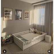 Montessori Floor Bed With Rails Toddler Floor Bed Frame Kids Bed Kids Floor Bed Montessori Kids Floo