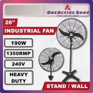 (READY STOCK) HIGH QUALITY 26" Inch Heavy Duty Industrial Stand Fan & Industrial Wall Fan ( INDUSTRI