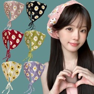 Korean Style Sweet Girl Triangle Headscarf Braided Triangle Scarf Handmade Crochet Little Daisy Tria