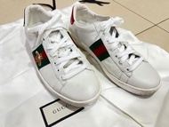 GUCCI 正品二手 經典蜜蜂鞋 休閒鞋 小白鞋 7成新 GUCCI Ace Bee embroidered sneaker