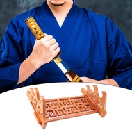 3 Tier Bamboo Sword Holder Wall Mount Display Stand Samurai Sword Rack Hanger for Katana Wakizashi T