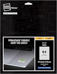 Avery White Asset Tag Labels, 1/2" x 1", Laser Printable Tags, 672 Waterproof Labels (61527)