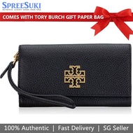 Tory Burch Wallet With Gift Paper Bag Long Wallet Britten Flap Envelope Wallet Black # 87974