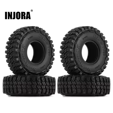 INJORA 1.0" Soft Rubber Mud Terrain Wheel Tires for 1/18 1/24 RC Crawler Car Axial SCX24 Gladiator A