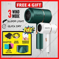 (CLEAR) AlphaPro Ionic Hair Dryer Pengering Rambut Mini Hair Dryer Comb Portable Hair Dryer Holder H