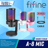 CODE A Fifine A8 / A-8 USB Microphone with Controllable RGB Live Monitoring Input Dial Pop Filter