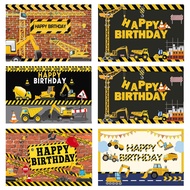 Construction Team Backdrop Photographic Baby Birthday Party Decor Excavator Car Traffic Background Photography For Photo Studio