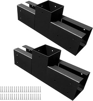 HomiShare 4"x 4" Pergola Brackets, 2Pcs Steel 3-Way Flat Angle Corner Bracket, Heavy Duty Black Powd