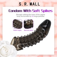 G spot 7inch Crystal Extender Penis Glan Sleeve with Spike and Bolitas for Men Big Head Dotted Enlarger Cock Spike Penis Sleeve With Solid Simulation Glans Sex Toys for Men Sex Cock Condom