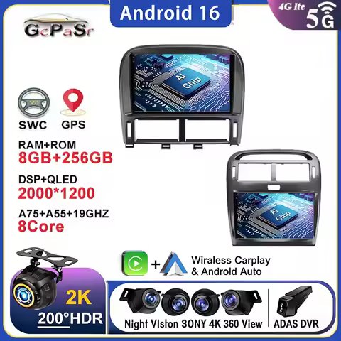 Android 16 For Lexus LS430 XF30 LS 430 2000 - 2006 For Toyota Celsior XF30 Multimedia GPS Player Nav