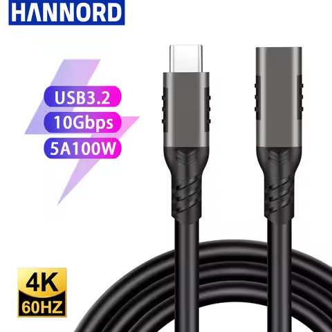 USB C 3.2 Extension Cable 100W PD 5A Type C Extension Cable 4K @60Hz 10Gbps Thunderbolt 3 For Xiaomi
