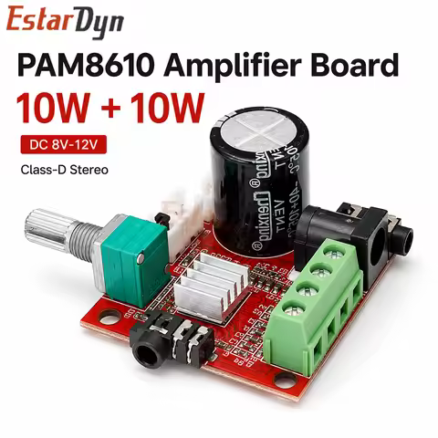 Estardyn PAM8610 Class D Mini Digital Amplifier Board 2x7W RMS Stereo 12V for Car Audio Home PC Spea