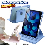 Book Rotating Case Compatible with iPad with Pencil Holder, 360 Degree Rotation Protective Stand Cov
