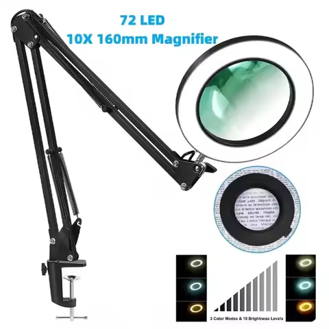 72LED 8X/10X NEW Illuminated Magnifier USB 3 Colors LED Magnifying Glass for Soldering Iron Repair/T