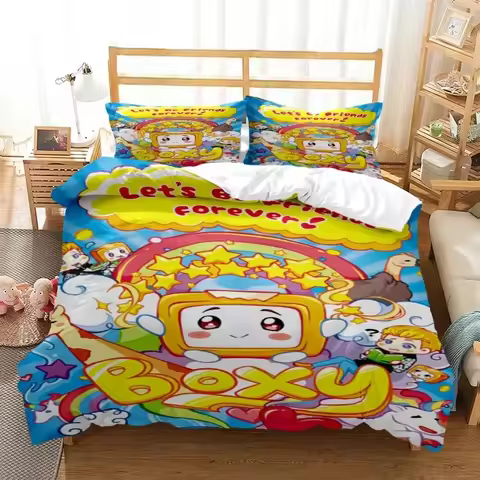 Lankybox Foxy Boxy Cute Cartoon 3D printed bedding Queen bedding set Customized King size bedding se