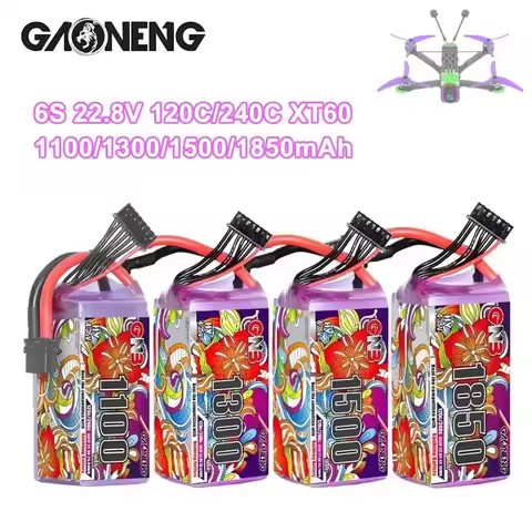 1/2Set GNB 4S 6S 1100/1300/1500/1850mAh 15.2V 22.8V 120C With XT60 for FPV Drone Helicopter Airplane