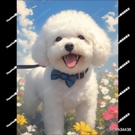 Cute Puppy Stickers Wall Hanging White Bichon Hd Poster Entrance Door Background Decoration Waterpro