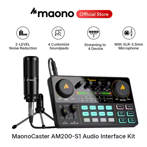MaonoCaster AM200-S1 Audio Interface Podcast Studio Sound Card Kit with Microphone for Live Streamin