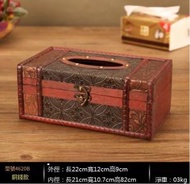 文記 - 復古木質商用抽紙盒子餐巾紙盒（銅錢-長款）#M144044057