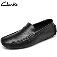 Clarks_องเท้า Loafers สําหรับผู้ชายรองเท้าหนังวัวสีดําบริสุทธิ์