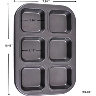 2 Pcs Brownie Pan, 6 Cavity Non-stick Carbon Steel Baking Pan for Muffin, Cakes & Brownie Bites (10.