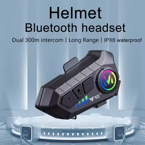 Y10 2X Motorcycle Helmet Headset BT5.3 For 2Riders Intercom 300M Waterproof Music Sharing Motorcycle