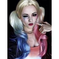 PREMIUM COSPLAY WIG HARLEY QUINN SQUAD BOYFRIEND JOKER WIG OMBRE COSTUME TWO KUNCIR
