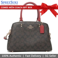 Coach Handbag In Gift Box Crossbody Bag Signature Mini Lillie Brown 1941 Red # 91494