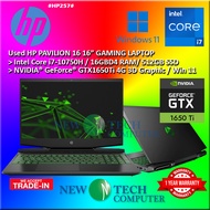 #HP257 Used HP PAVILION 16 i7-10750H 16GBD4 512GB SSD NVIDIA GEFORCE GTX1650Ti GTX 1650 TI 4G Gaming