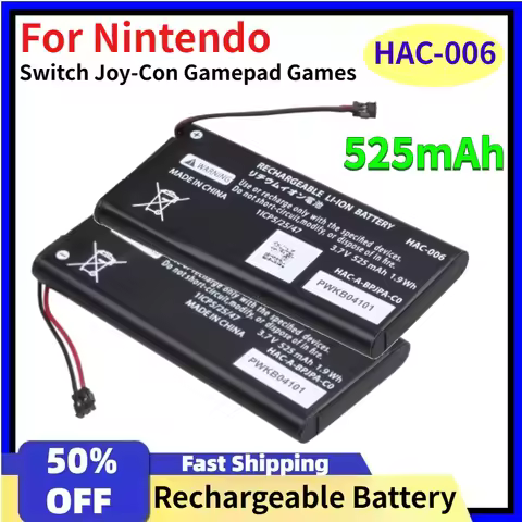 3.7V 525mAh HAC-006 Rechargeable Li-ion Battery for Nintendo Switch Joy-Con Gamepad Games Replaceabl