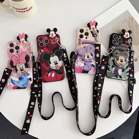 For OPPO Reno 4F 4lite 5lite 5 7 4G 8 4G 8T 10 10 11 PRo 11F 12 Playful Minnie Case With Holder Rope