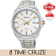 [Time Cruze] Seiko SUR279 Classic Analog Quartz Two Tone Stainless Steel Silver/White Dial Men Watch