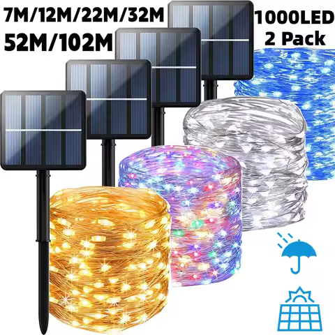 102M/52M/32m/22m/11m/7m Solar LED Light Outdoor Festoon Waterproof Garland String Lights Street Garl