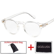 GOZLUGU Fashion round lens transparent frame sunglasses Gregory Peck brand designer men's and women's sunglasses retro